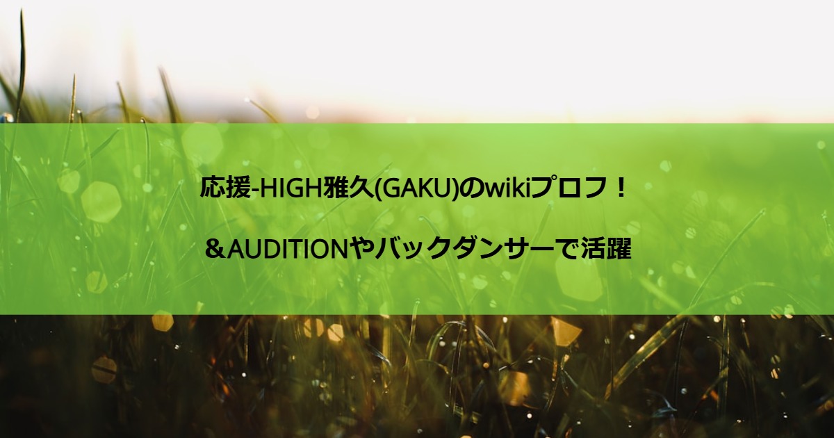 応援-HIGH雅久(GAKU)のwikiプロフ！＆AUDITIONやバックダンサーで活躍