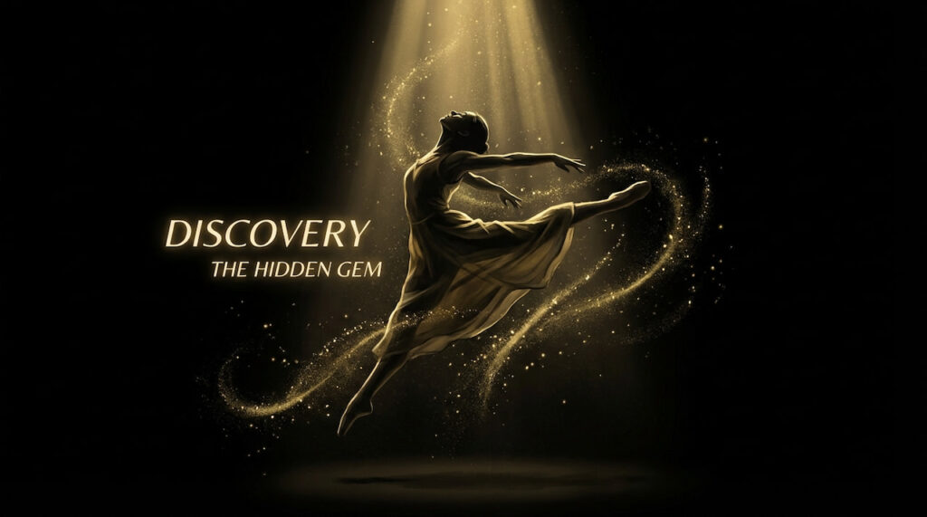 暗いステージ上でスポットライトを浴び、観る者を惹きつける情熱的なパフォーマンスを披露する候補生のイラスト