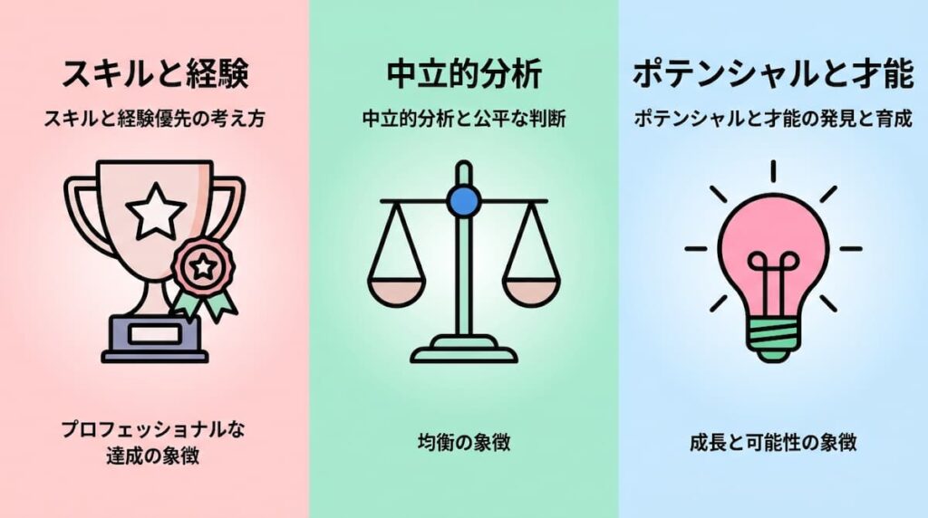 ファンの反応を「3方向」で整理したインフォグラフィック風イラスト。