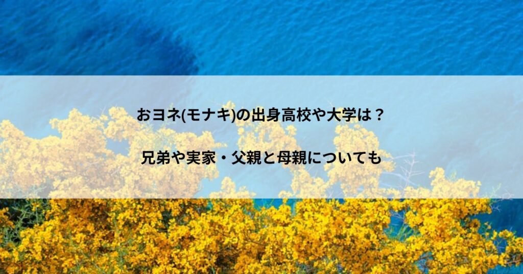 おヨネ(モナキ)の出身高校や大学は?兄弟や実家・父親と母親についても