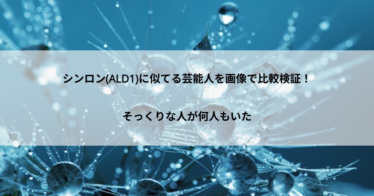 シンロン(ALD1)に似てる芸能人を画像で比較検証！そっくりな人が何人もいた