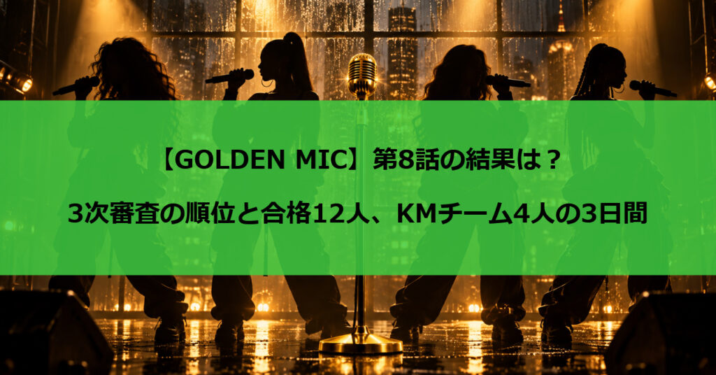 【GOLDEN MIC】第8話の結果は?3次審査の順位と合格12人、KMチーム4人の3日間
